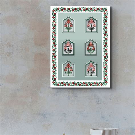 Mughal Marvels in Green Wall Painting – Nestroots