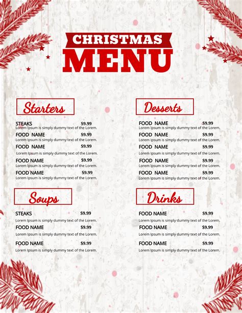 Free Dinner Menu Templates, Editable and Printable