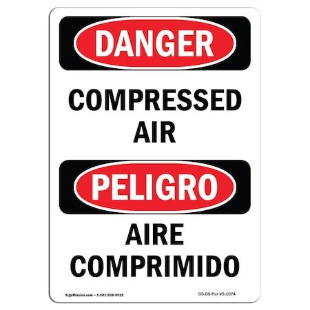 Signmission Safety Sign, OSHA Danger, 10" Height, Aire Comprimido ...