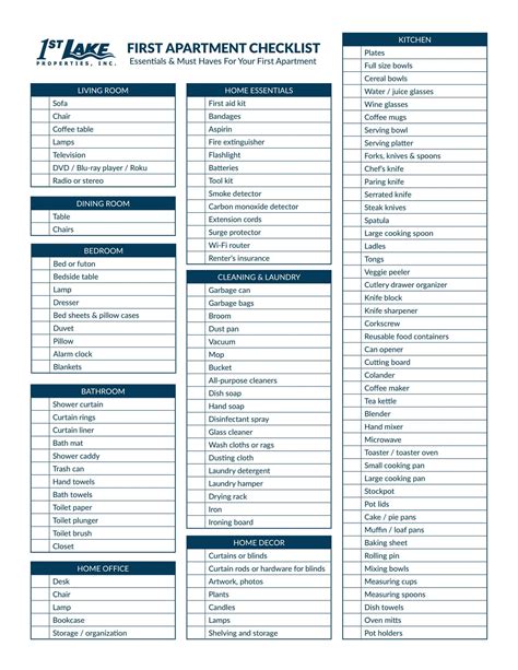 Free Printable Apartment Checklist Templates [Excel, PDF, Word]