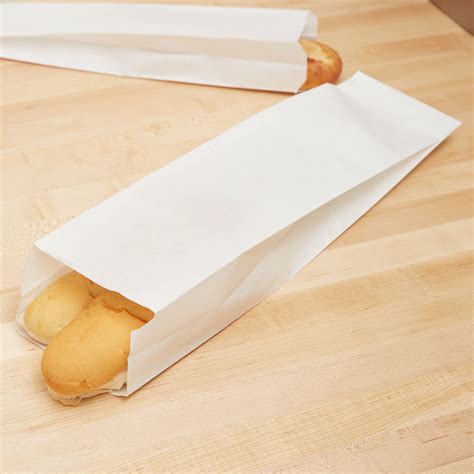 5 1/4" x 3 1/4" x 20" Plain Unwaxed White Paper Bread Bag - 1000/Case