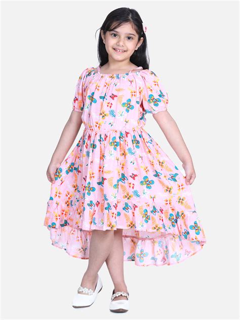 Girls Dark Pink Floral Hi Low Dress – Stylestone