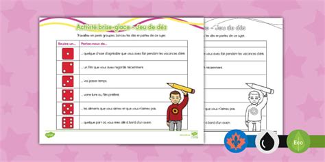 Back to School Icebreaker Dice Game French (teacher made)