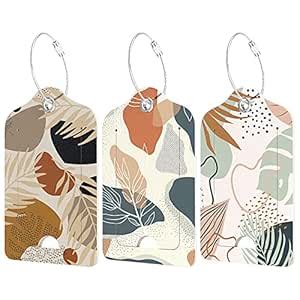 Rimilak 3 Pcs PU Leather Luggage Tags for Suitcase, Travel Cruise ...