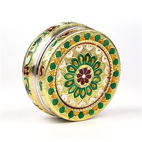 Sgr Handicrafts Stainless Steel 4.5 inch Dabba Container Meenakari ...