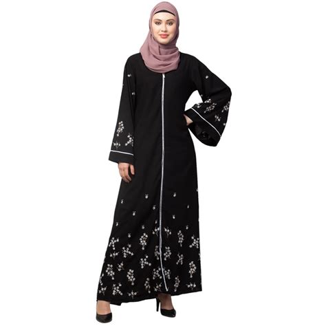 Nazneen Front Open Front & Back sleeve Embroidered Abaya cum Kaftan