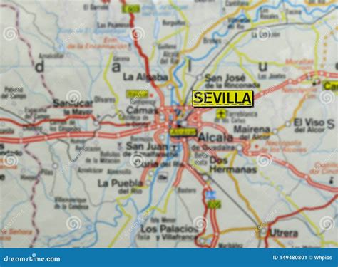 Seville City on Map, Spain stock image. Image of south - 149480801