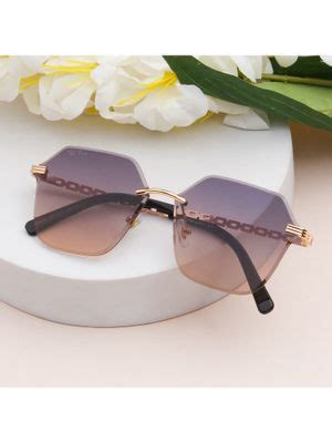 Buy TED SMITH Womens Purple Lens & Gold-Toned Square Sunglasses Online
