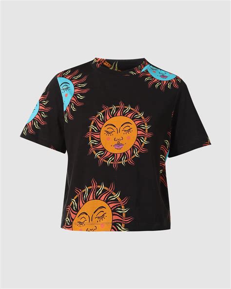 Black Printed Cotton T-shirt