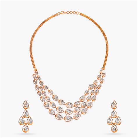 Leafy Glamour Diamond Necklace Set