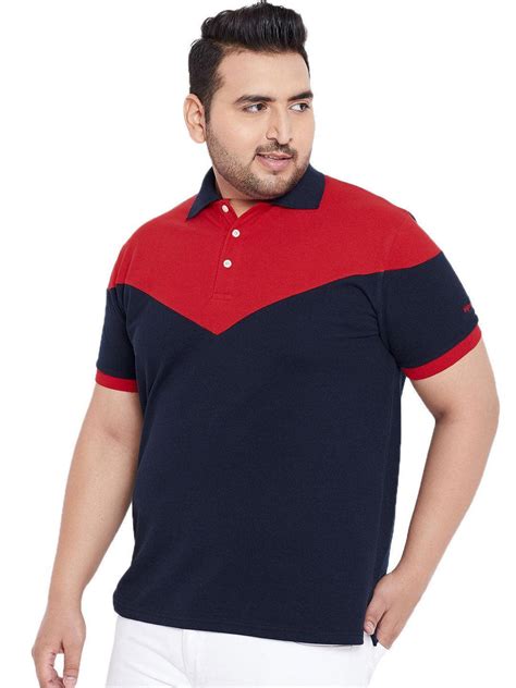 Christopher Navy Blue Colourblocked Polo Collar Plus Size T-shirts ...