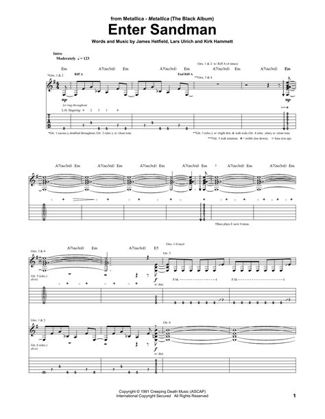 Enter Sandman (Guitar Tab) - Print Sheet Music Now