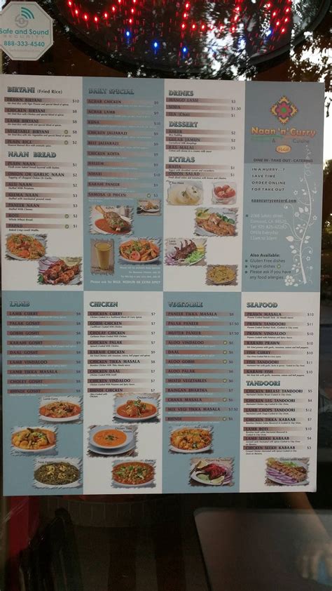Menu at Naan n Curry restaurant, Concord