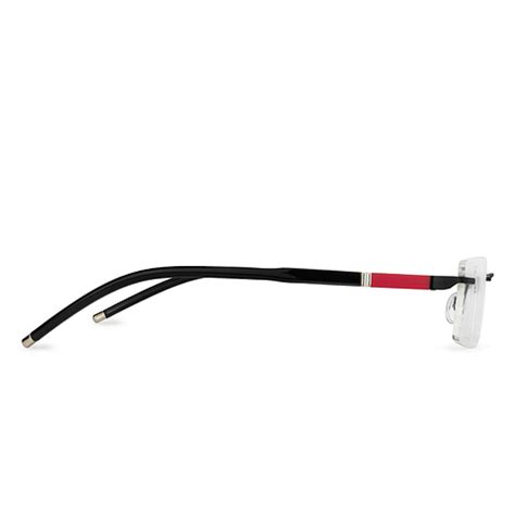 Buy Black Red Rimless Rectangle Solid Air Essentials 001-C6 Eyeglasses