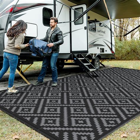 GENIMO Large Outdoor Rugs 9x18, Reversible Mats, Waterproof Camping Rug ...