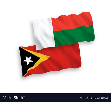 Flags of east timor and madagascar on a white Vector Image