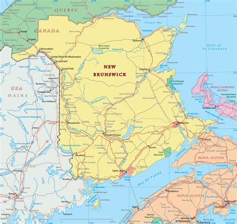 Map of New Brunswick, Canada