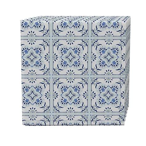 Napkin Set of 4, 100% Cotton, 20x20", Blue Tile Frames