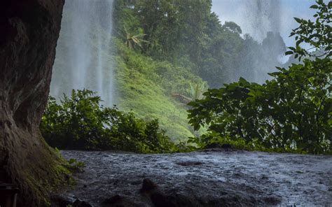 Download wallpaper 2560x1600 cave, waterfall, trees widescreen 16:10 hd ...