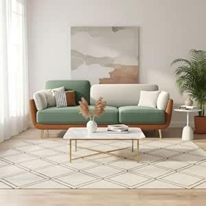 APRODZ Solid Wood 6 Seater Sofa Set Velvet Fabric Sectional Rectangular ...
