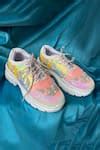 Buy Multi Color Embroidery Spring Blooms Sequin Sneakers by Chal Jooti ...