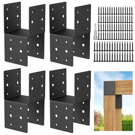 Snapklik.com : 4pcs Heavy-Duty Post Brackets Kit - 4x4 Wood Deck ...