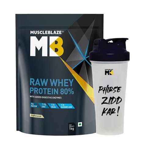 MuscleBlaze Raw Whey Protein Concentrate 80% with Added Digestive ...
