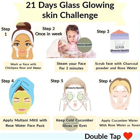 21 Days glass glowing skin challenge | Skin care routine, Homemade skin ...