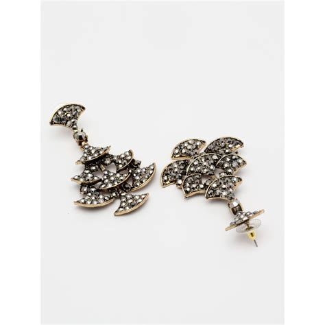 Buy Moedbuille Black Gold Plated Oxidised Earrings Online