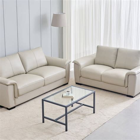 Buy Magna Half Leather 3+2 Seater Sofa Set - Grey from Home Centre at ...