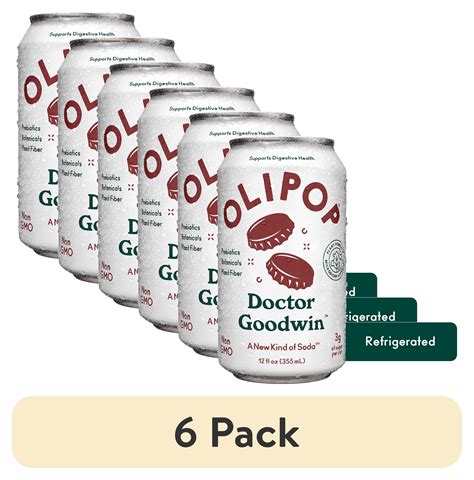 (6 pack) OLIPOP Prebiotic Soda, Doctor Goodwin, 12 fl oz, Refrigerated ...