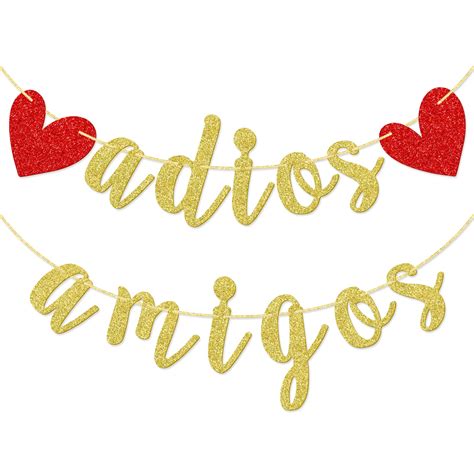 Buy Adios Amigos Banner, Gold Glitter, Pre-Strung Party Decorations for ...