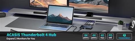 ACASIS Thunderbolt4 Hub, Single 8K or Dual 4K 60Hz Display, 120W PD ...