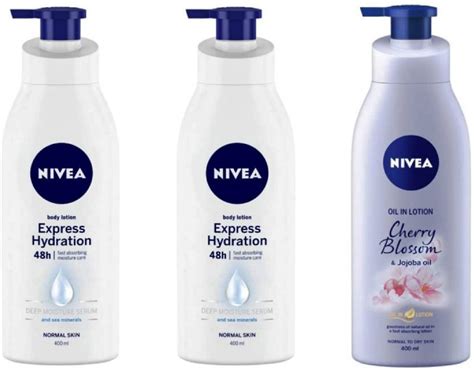 NIVEA Express Hydration & Cherry Blossom Body Lotion 400 ml (Pack of 3 ...