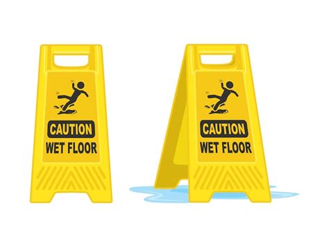 Caution wet floor sign board vector illustration | Premium Vector