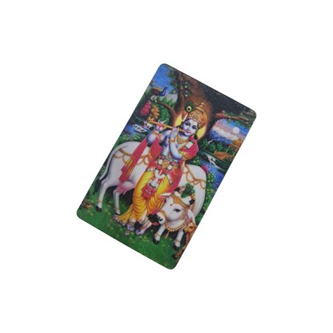 Flute Krishna wIth Cow Fridge Magnet 5.5 X 8.5 Cms பசு மாடு புல்லாங்கு ...