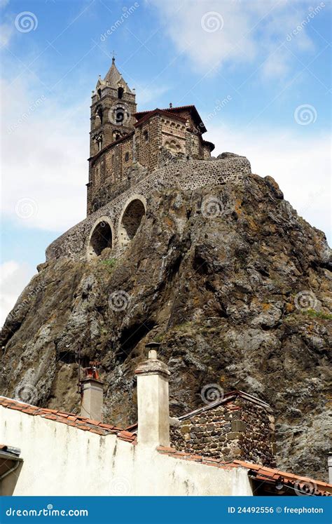 Le Puy-en-Velay, France. St Michel D`Aiguilhe Chapel Royalty-Free Stock ...
