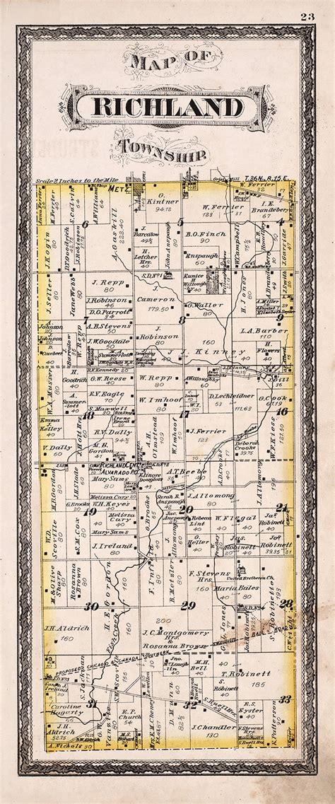 1880 Map of Richland Township Steuben County Indiana - Etsy