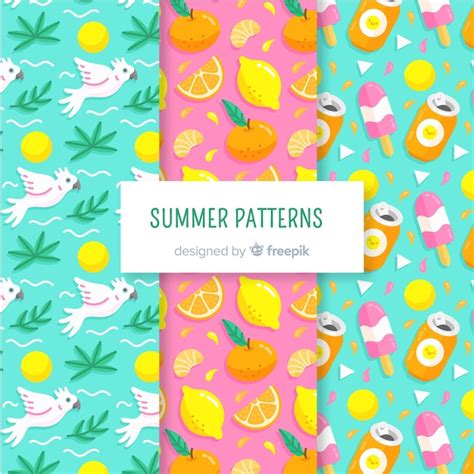 Handgezeichnete Sommer-Muster-Kollektion | Kostenlose Vektor