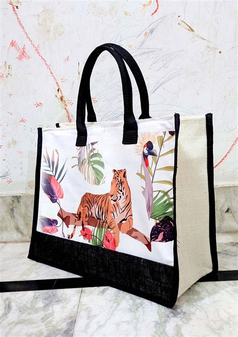 Handmakers Custom Tiger Print Jute Tote Bags for Malaysia-Themed ...