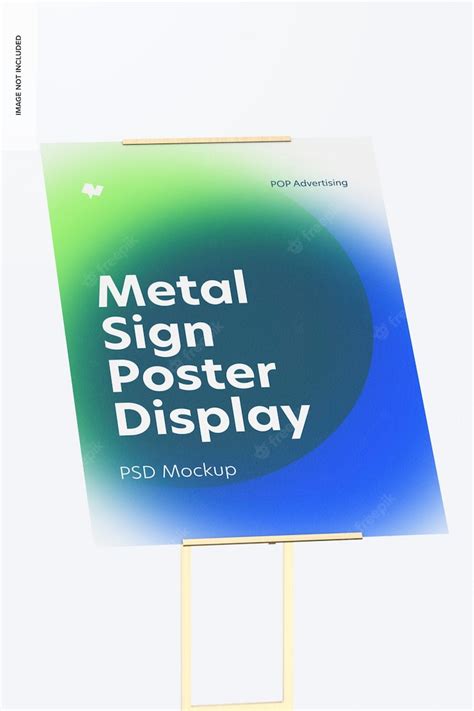 Metal sign poster floor display mockup, close-up | Premium PSD