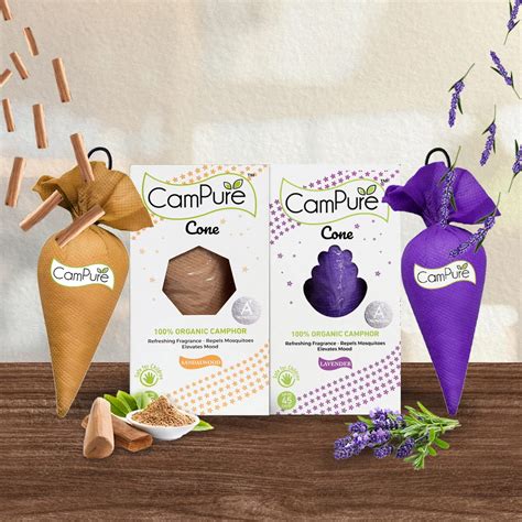 CamPure Camphor Cone (Sandalwood + Lavender) Pack Of 2 - Room, Car and ...