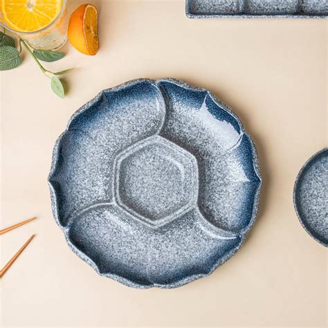 Pebble Glazed Section Party Platter Blue Online - Premium Section Plate ...