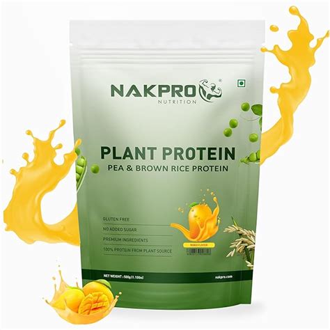 NAKPRO Vegan Plant Protein Powder (Pea & Brown Rice Protein), Mango ...