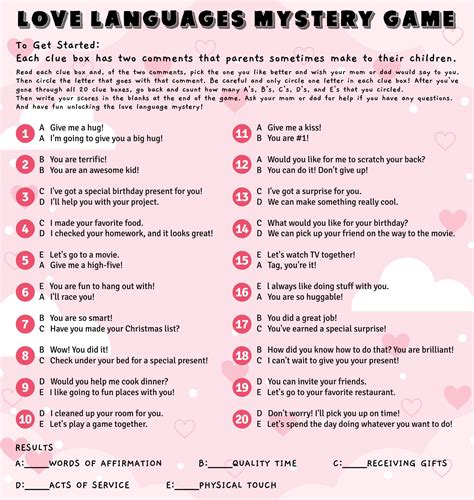 5 Love Languages Quiz Printable For Couples