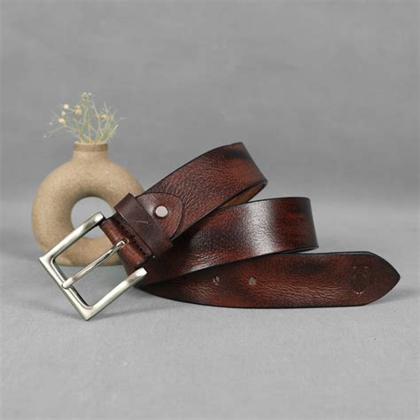 Brown Leather Belt Distressed - Hand-Painted | Berbanto – BERBANTO