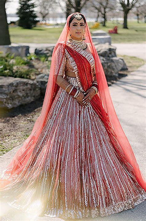 Bride: Nav Brar in Red Taban Bridal Lehenga – Manish Malhotra
