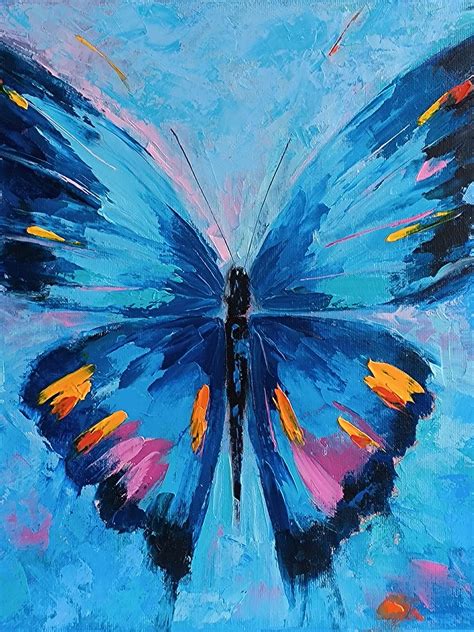 Butterfly Art Deco bright oil painting - painting of butterfly