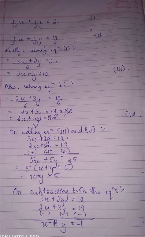 Solve the following pairs by reducing them to a pair of linear equation ...