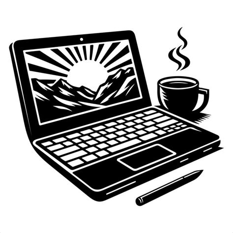 Leptop computer black color vector silhouette solide white colour ...